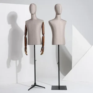 Best Seller Half Body Mannequin in Matte/Glossy White/Black with Height Adjustable Metal Tripod/Square Base Made of PP/PE/ABS/Fiber Glass for Male Suit Display