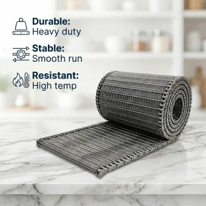 High Temperature 304 Stainless Steel Spiral Wire Mesh Bakery Flat Chain Conveyor Belts Decorative Net