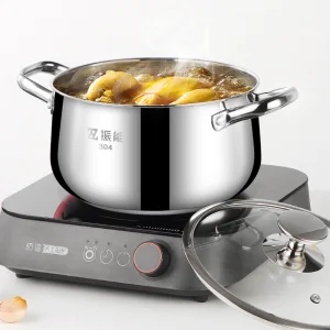 Deluxe 22cm 304 Stainless Steel Stockpot With Steaming Rack Energy Saving Induction Bottom LFGB Approved Cookware For Home