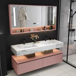 مرآة إضاءة وخزانة حمام عائمة
