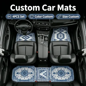 Luxury Designer Car Floor Mats with Soft Plush Texture, Custom Made Anti Slip Foot Mats for Premium Sedan and SUV Interior