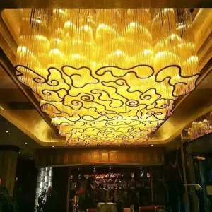 Xiangyun Custom Hotel Lobby Chandelier Glass Ceiling Sandtable Lamp for Restaurant Reception Area and Bar Project Sales