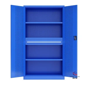 Heavy Duty Pegboard Steel Tool Cabinet Combo, Modern Metal Workshop Storage Wardrobe with 4 Drawers & Shelves