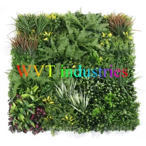 Interior Anti-UV Durable Fire Retardant Fake Grass Leaf Foliage Garden Hedge Fence Screen Backdrop Privacy Vertical 3D Green Wall Panel Artificial Plant