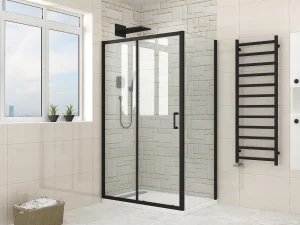 Matt Black Aluminum Shower Room Shower Enclosure with Return Panel Shower Cabin Tempered Glass Door