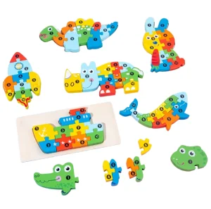 Customized Bluetence Wooden Montessori DIY Educational Animal 3D Jigsaw Puzzle for 3 to 5 Years Old Kids
