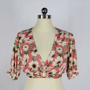 Blusa floral de verão curta