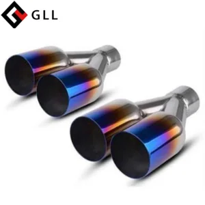 2025 Rainbow Dual Outlet Car Stainless Steel Carbon Fiber Exhaust Muffler Tip