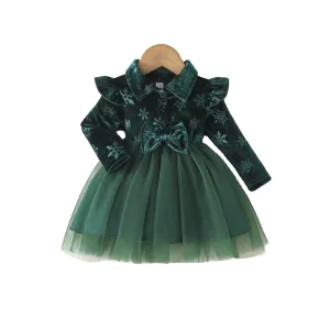 Autumn Winter Bow Lace Dress