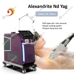 Double Wavelength Alexandrite ND YAG for Pain Free Permanent Hair Removal Vascular Lesions with CE Certificate
