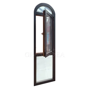 Ventana de madera revestida de aluminio con marco delgado, puerta y ventanas de medio arco de apertura oscilante del mercado canadiense