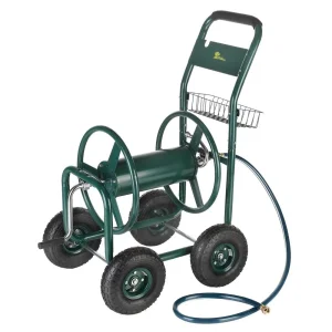Four Wheels Garden High Pressure Watering Irrigation System Hose Reel Cart with Steel Basket