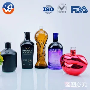 Spraying Color Screen Printed Short Neck Glass Spirits Bottles for Sale