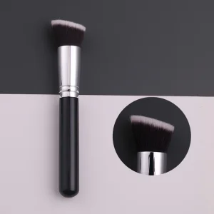 IPRESTA Supply Private Label Wood Handle Synthetic Hair Flat Foundation Kabuki Brush for Face