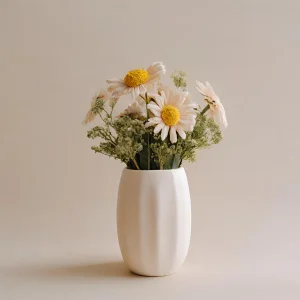 China Vertical Bar Pattern Ceramic Vase – Matte Finish with Small Top Opening for Modern Interiors VDMK2403212 Manufacturers, Suppliers