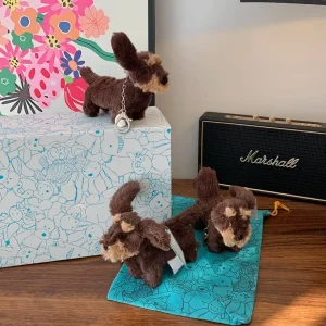 Cute Animal Dachshund Dog Stuffed Pendant Keychain Backpack Decoration Plush Doll