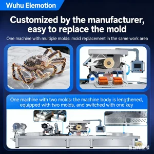 Elemotion Commercial Thermoforming Vacuum Sealer Machine Food Packaging Machine Heat Sealing Bars for Meat Fish Vegetables