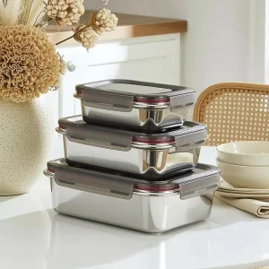 IKOO BPA Free Airtight Stainless Steel Food Storage Container with Leak-proof PP Lid