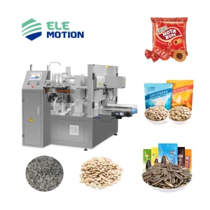 Elemotion Small Bag Filling Machine Multi-Functional Premade Pouch Wrapping Back Seal Food &amp; Beverage Paper Packaging Film Pump