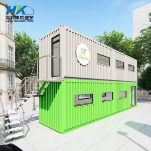 مقهى حاويات حديث مرن مسبق الصنع بطابقين 40FT