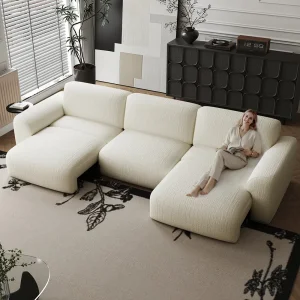 Atunus Modern Chenille Fabric Sectional Modular Sofa Set