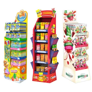 Custom Eco-Friendly Recyclable Foldable Rotating Floor Standing Cardboard Display Stand Biscuit Paper Racks For Advertising