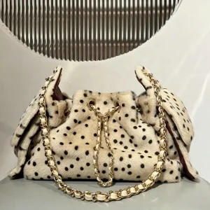 Bolso de lujo réplica 26A serie de visón dálmata bolso cubo mini estampado de leopardo