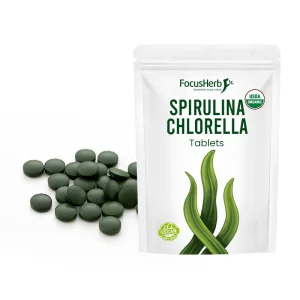FocusHerb Organic Dark Green Algae Chlorella Spirulina Powder