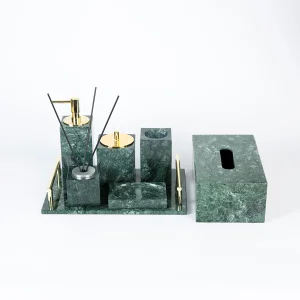 Luxurious Green Marble Stone Bathroom Accessories Set