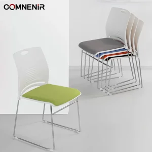Comnenir Stackable Metal Frame Fabric Armless Stacking School Chair Stackable Visitor Training Staff Conference Room Guest Chair