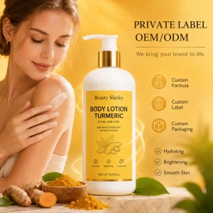 Private Label Organic Turmeric Body Lotion Nourishing Hydrating Skin Lightening Body Milk for Daily Care Body Whitening Lotion