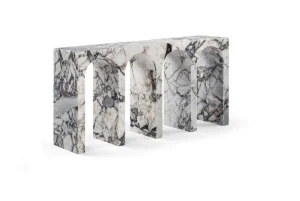Italian Calacatta Viola Marble Console Table Modern Hallway Entryway Design