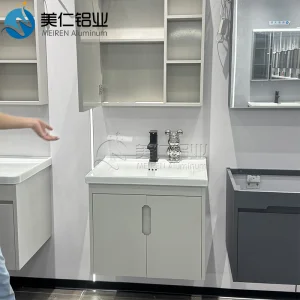 Modern Wall Mounted Bathroom Vanity Cabinet with LED Mirror and Ceramic Basin