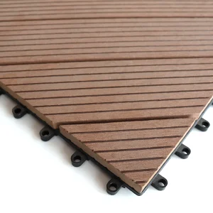 Sanding/ Embossing/ Brushing 22mm WPC Louver Composite Interlocking Tiles Decking