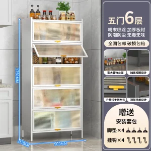 5-Tier Kitchen Storage Cabinet Mobile Microwave Stand