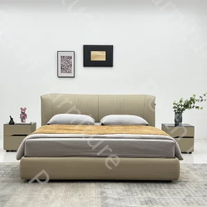 Cama patas metal y tela PU