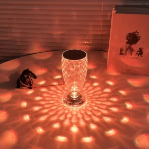 Modern Luxury Crystal Table Lamp Bedroom Portable Night Light Wireless Charging LED Table Lamp for Restaurant Bar Bedside