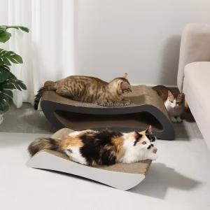 Cat Scratch Board Set Corrugated Paper &amp; Scratch-Resistant Wooden Material Interactive Pet Movement Toy-2-Piece Set