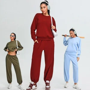 2025 Fall Winter Spandex/Nylon Lounge Set Women Loose Fit Breathable Hoodie Yoga Outfit Front Soft Comfortable Casual Sportswear