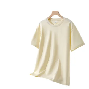 Camisetas de algodão personalizáveis casuais com gola redonda e respiráveis por atacado