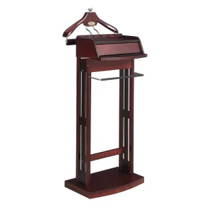Elegant Wooden Clothes Organizer with Hanger and Tray Functional Valet Stand