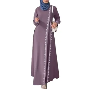 Muslim Women Lace Robe Dress Fashion Long Sleeve Vest Spring Casual Dresses for Women