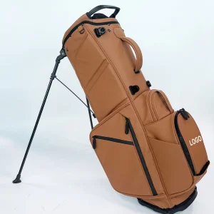Factory Custom logo Embroidery Golf Stand Bag PU Leather Brown Sunday Bag Golf Bags for Sports