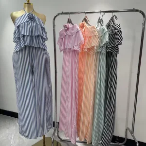 Vestido Casual de Verão em Comprimento Médio em Cor Sólida