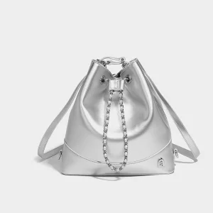 Factory-customized 2024 New Fashion Versatile PU Bucket Bag with Polyester Lining Trendy Casual Chain Shoulder Bag for Women