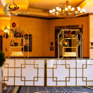 Outdoor Wedding Stainless Steel Frame Glass Contemporary Commercial Bar Counter for Hotel &amp; Living Room