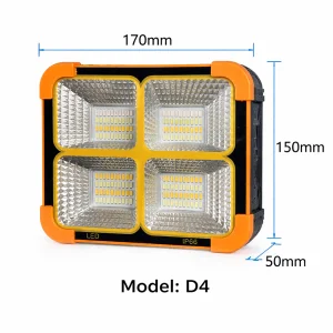 Magnetic Solar Portable Workshop Camping Landscape Light IP66 Waterproof High CRI 100 LED COB Type C Rechargeable Power Bank