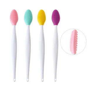 Double Sided Silicone Exfoliating Soft Lip Brush Applicator Wand Tool for Plump Smoother Fuller Lip Appearance