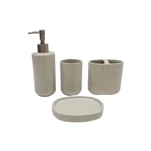 Wholesale Matte Grey Speckled Glaze Stoneware Bathroom Set - 4 - Piece Factory, Exporter