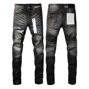 Jeans masculinos de alta qualidade com efeito stonewash, desgastados, atacado, bordado de rua, skinny fit, bem usados, lavagem com patches, verão, outono